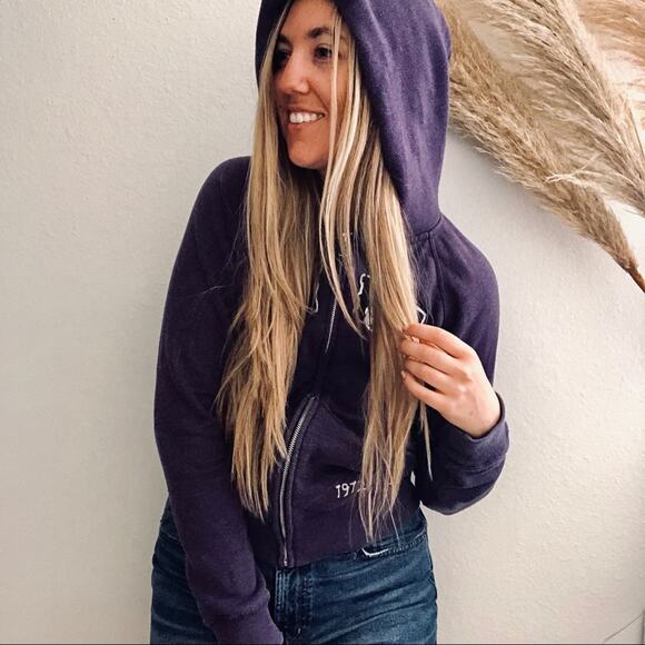 NIKE Purple White Black Logo Drawstring Zip Up Hoodie Sweatshirt Sweater S Gym - Picture 4 of 5